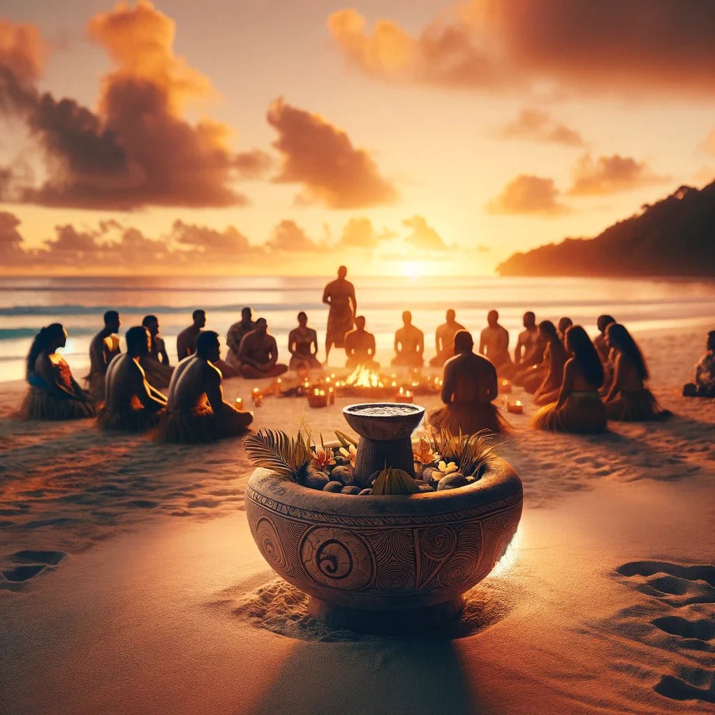 Kava Drink Traditional Ceremony on the Beach 