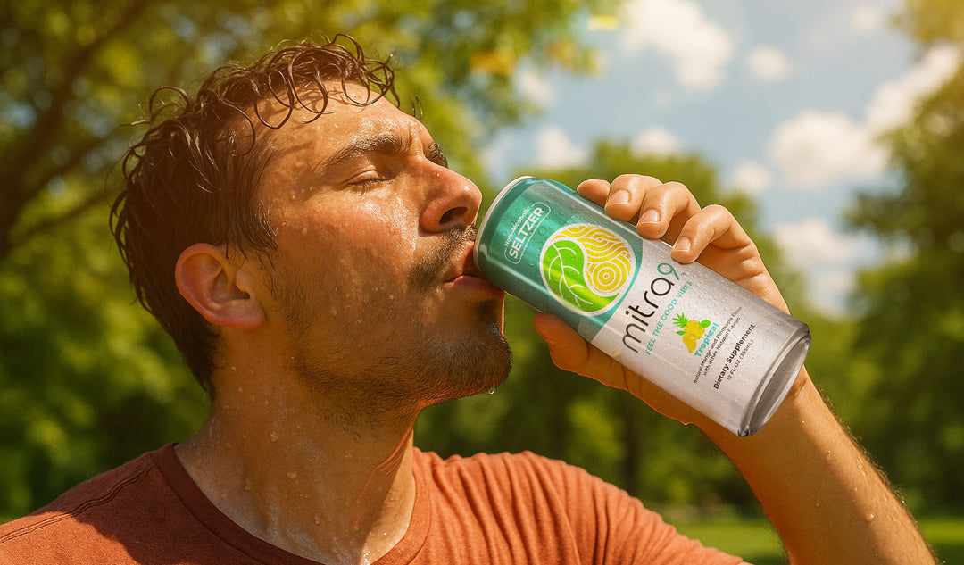 Man Sweating Thirst Quenching Drinking Non Alcoholic Drink