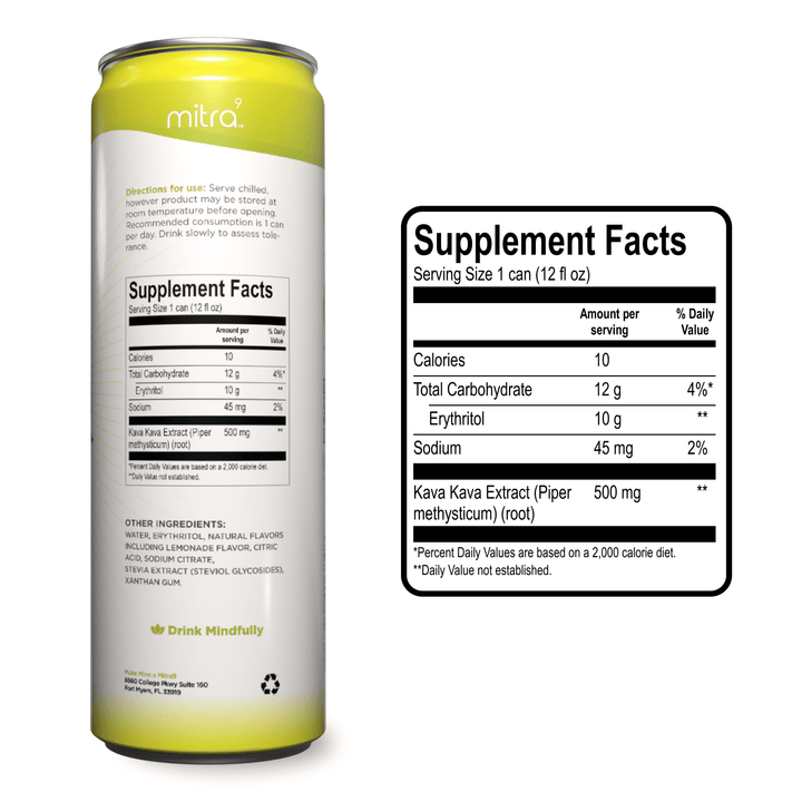 Mitra 9 kava drink lemonade supplement facts