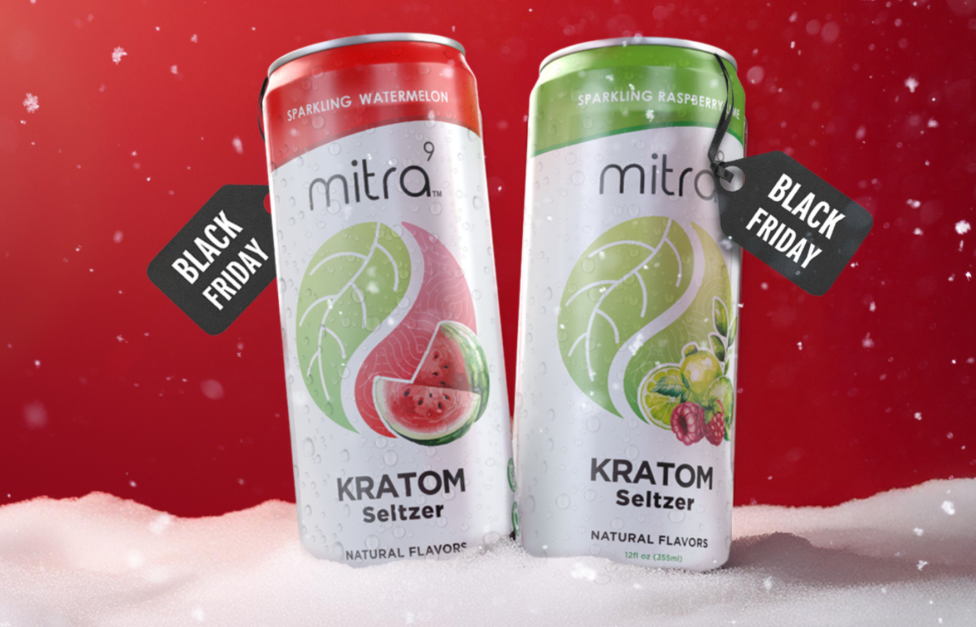 Christmas Kratom Seltzer Cans in Snows