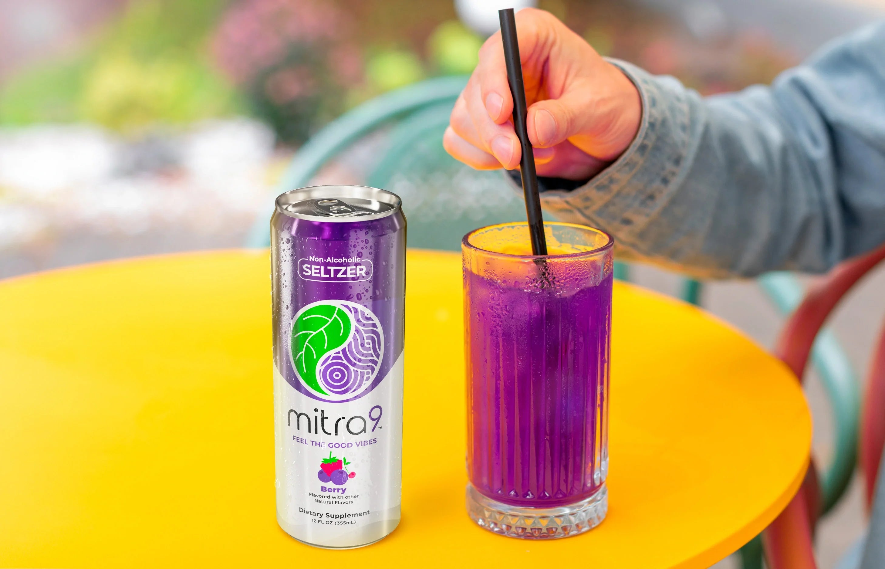 Lavender Mocktail with  Non Alcoholic Berry Mitragynine Seltzer