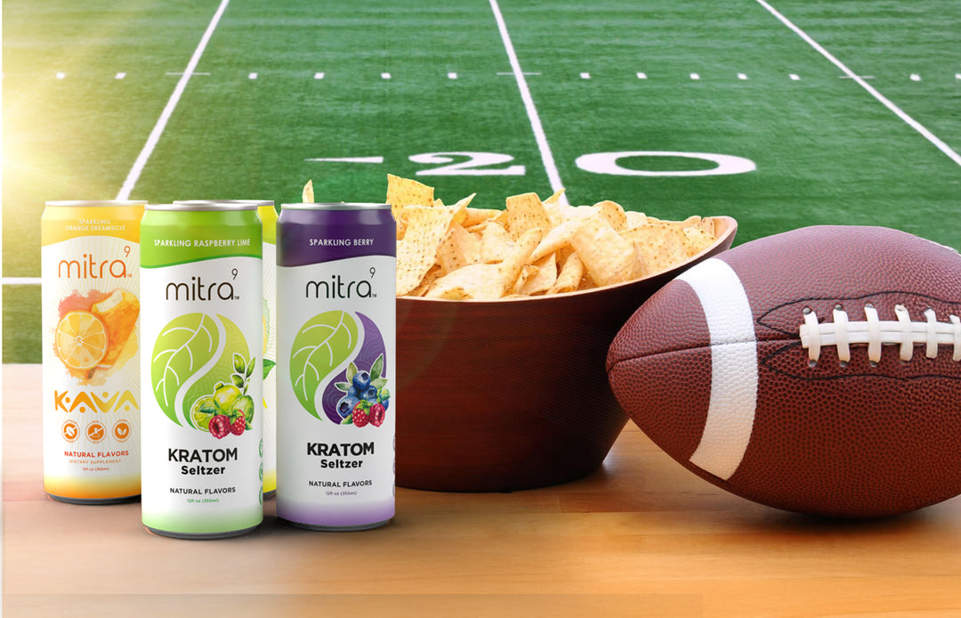 Super Bowl Party Football Chips and Mitra9 Functional Beverages