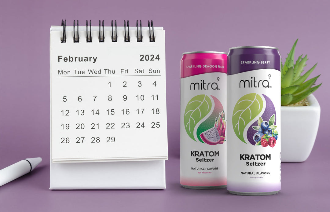 Mitra9 Kratom Seltzer Canned Drinks February Calendar