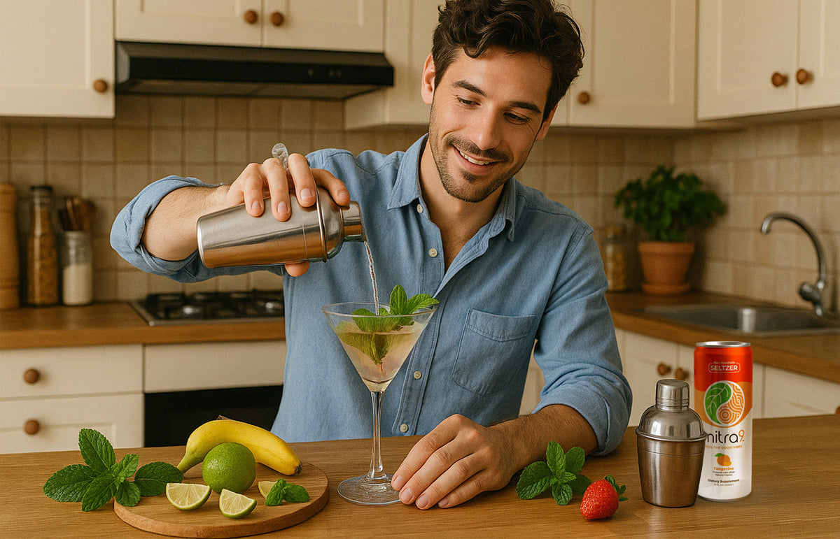 Mixing Non Alcoholic Mocktails with Mitra9 Seltzer