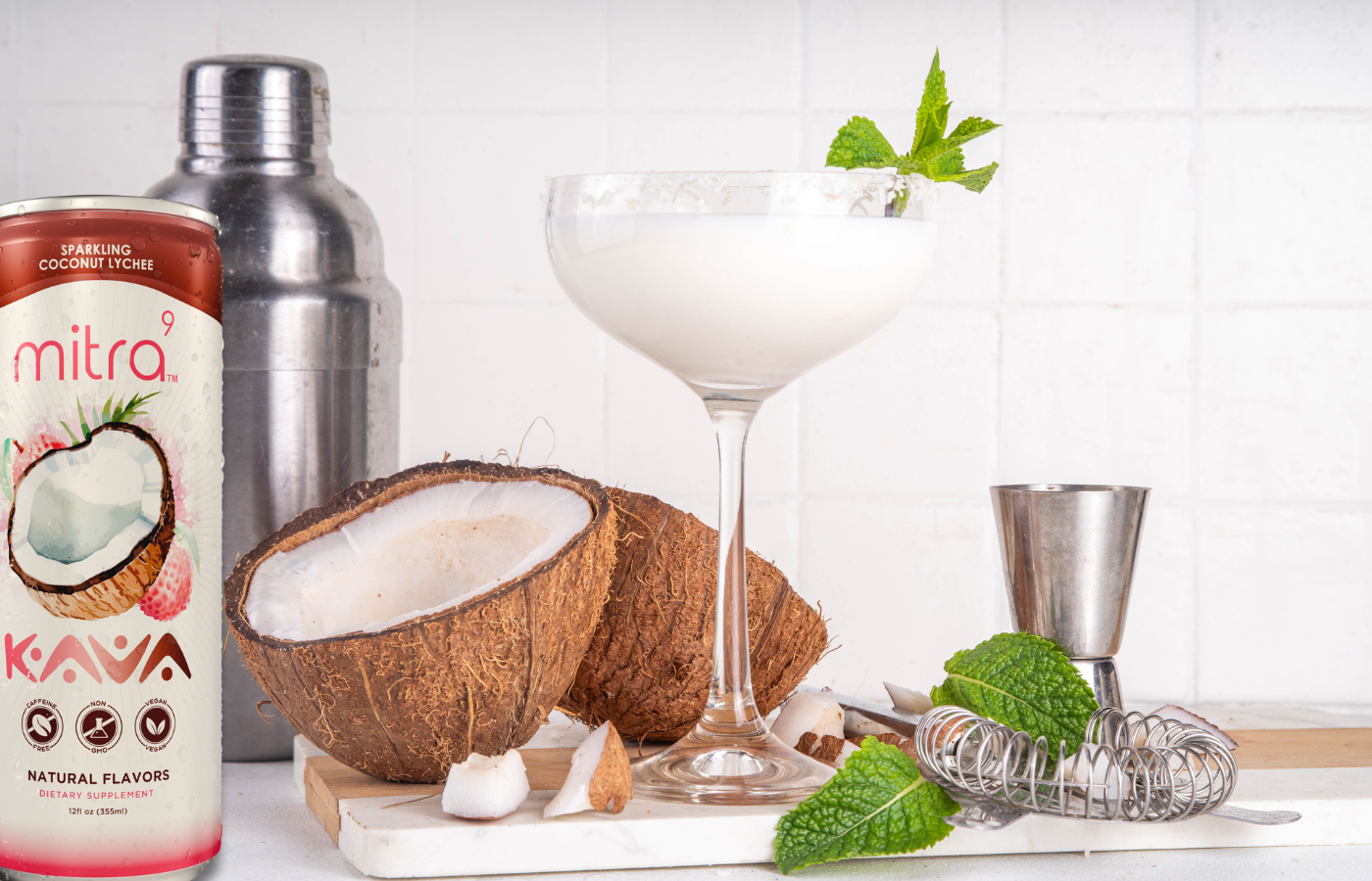 Coconut Lychee Margarita Mocktail with Mixer