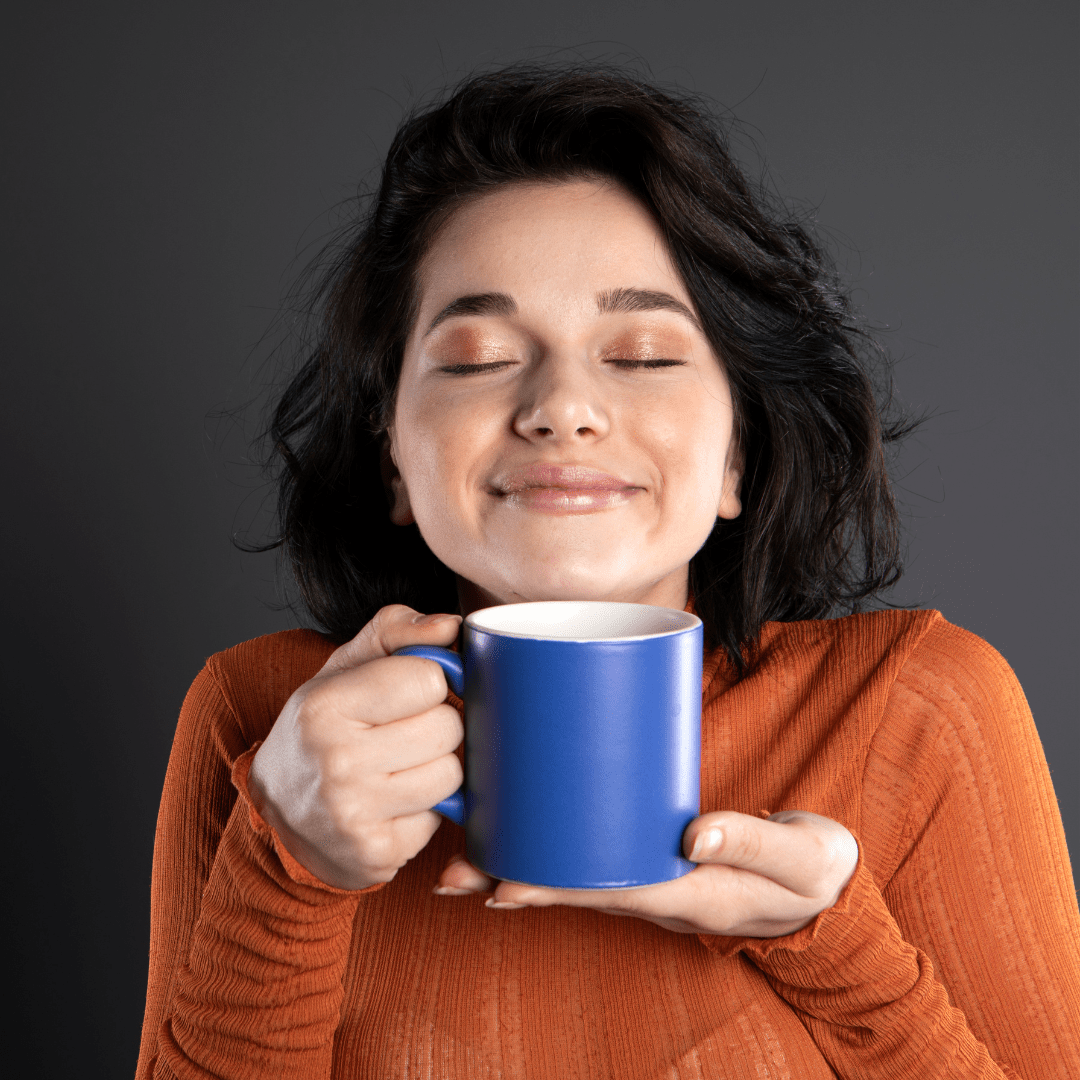 woman enjoying functional tea beverage