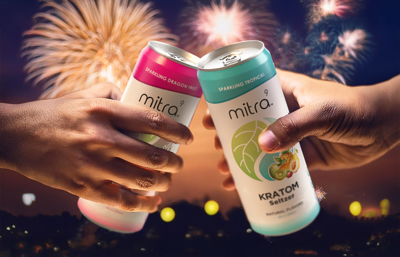 Cheers Happy New Year Fireworks Mitra9 Kratom Drinks