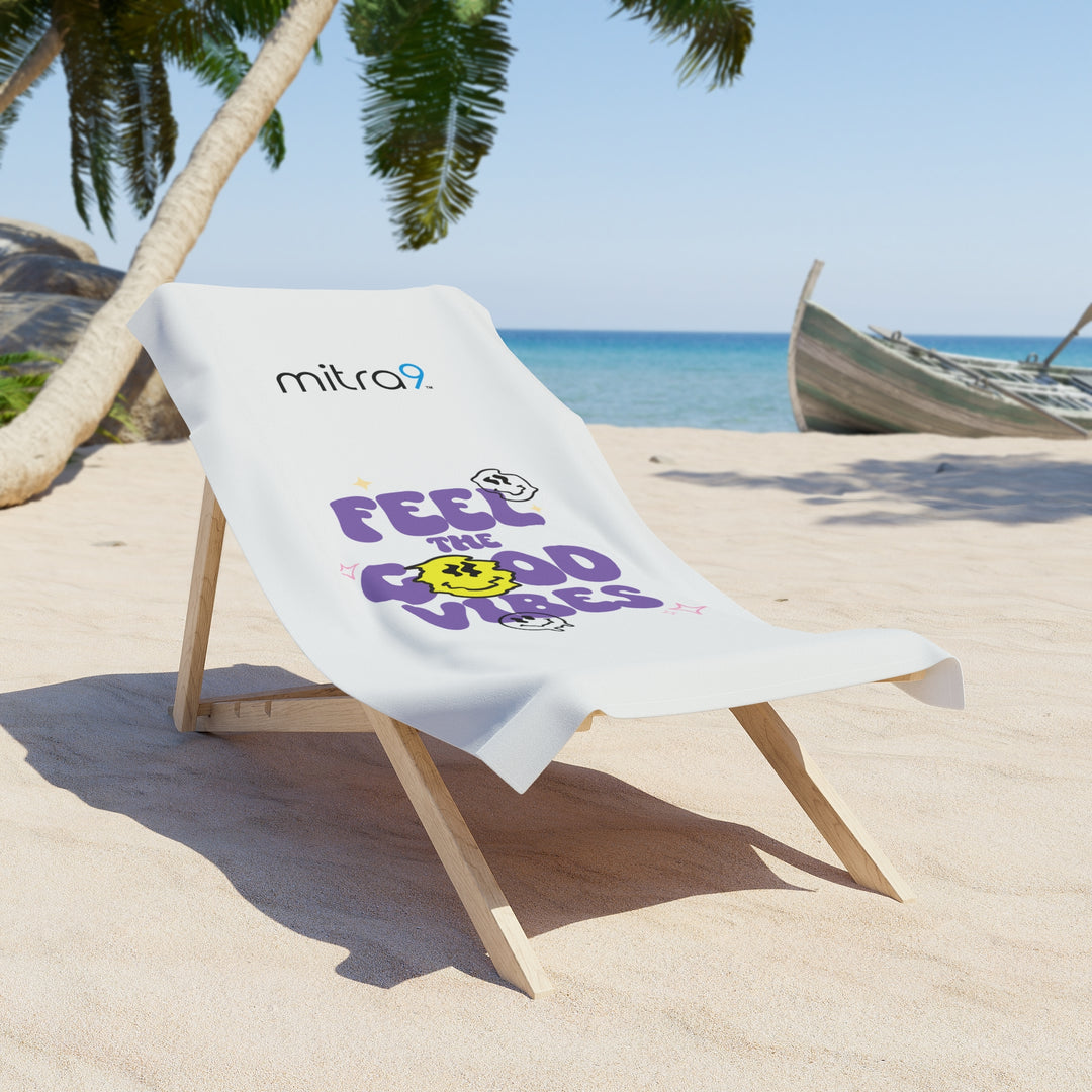 Mitra9 Feel The Good Vibes Beach Towel