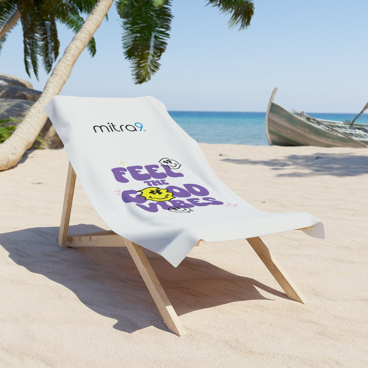 Mitra9 Feel The Good Vibes Beach Towel