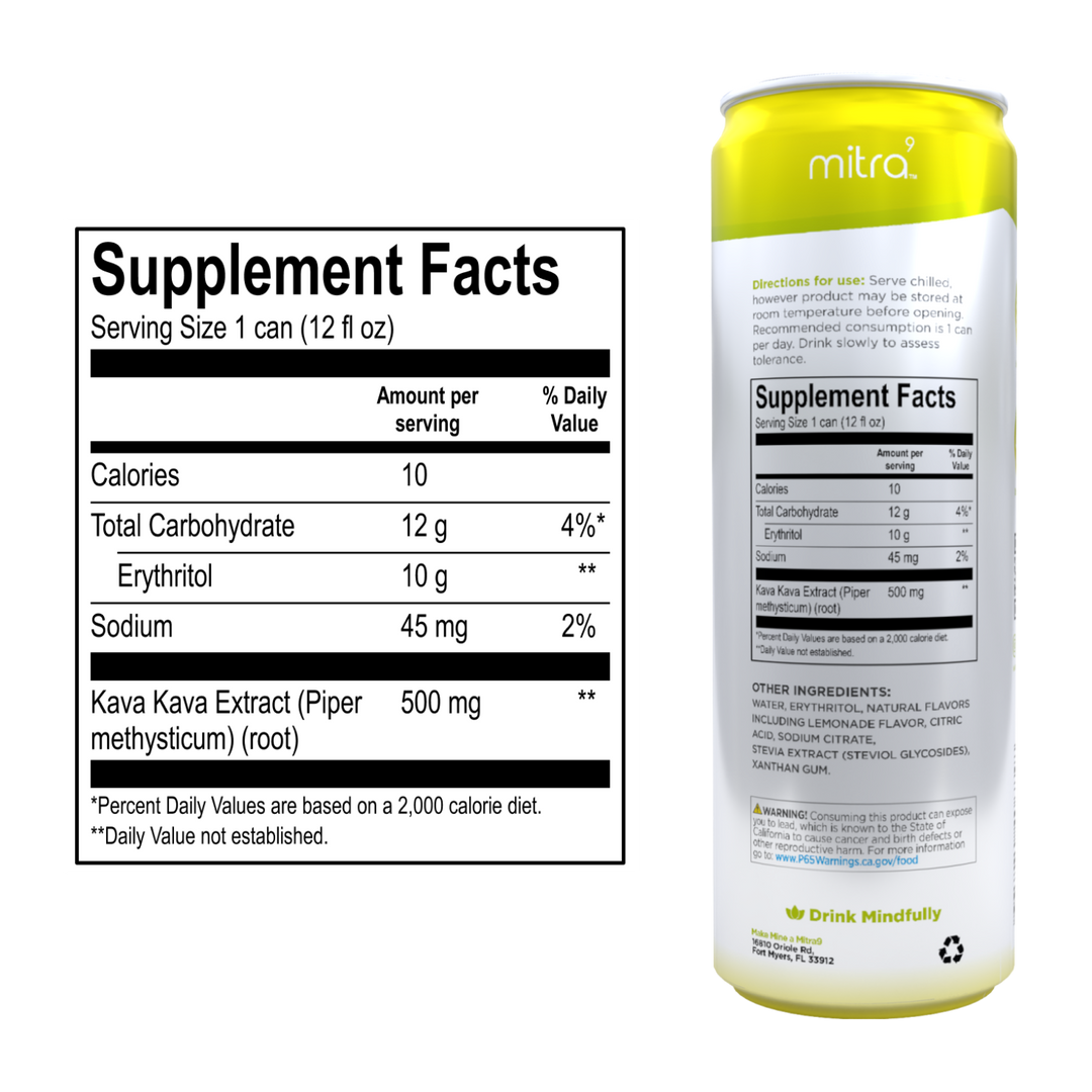 Kava Lemonade Seltzer Supplement Facts