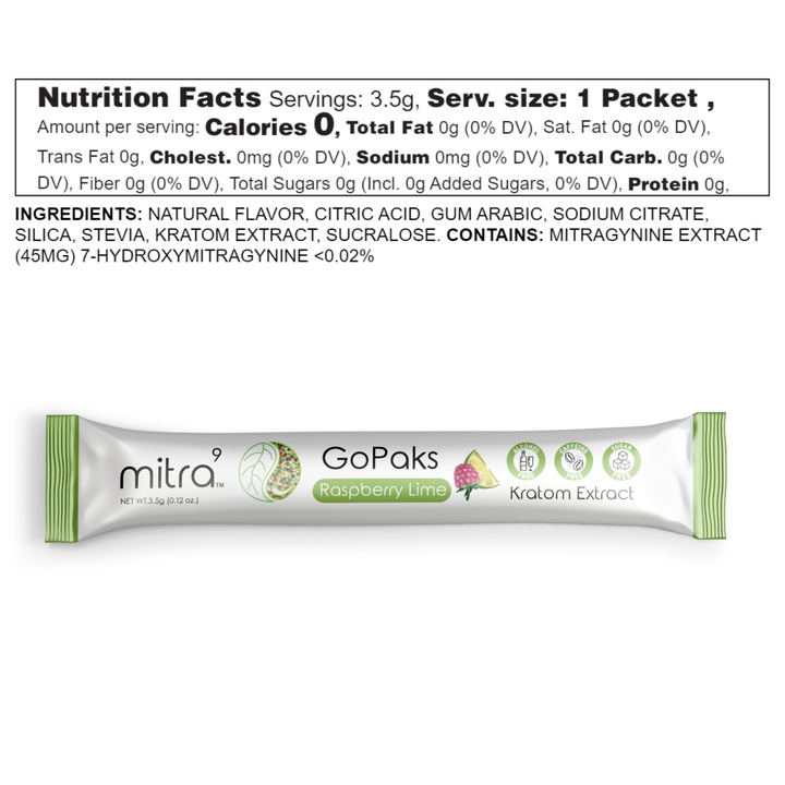 Raspberry Lime Kratom Powdered Sachet Nutritional Facts