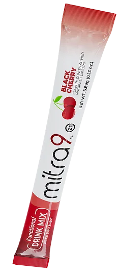 Black Cherry Mitragynine Drink Mix packet — angled view