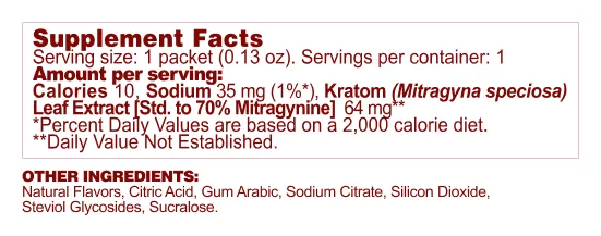 Black Cherry Mitragynine Drink Mix supplement facts panel