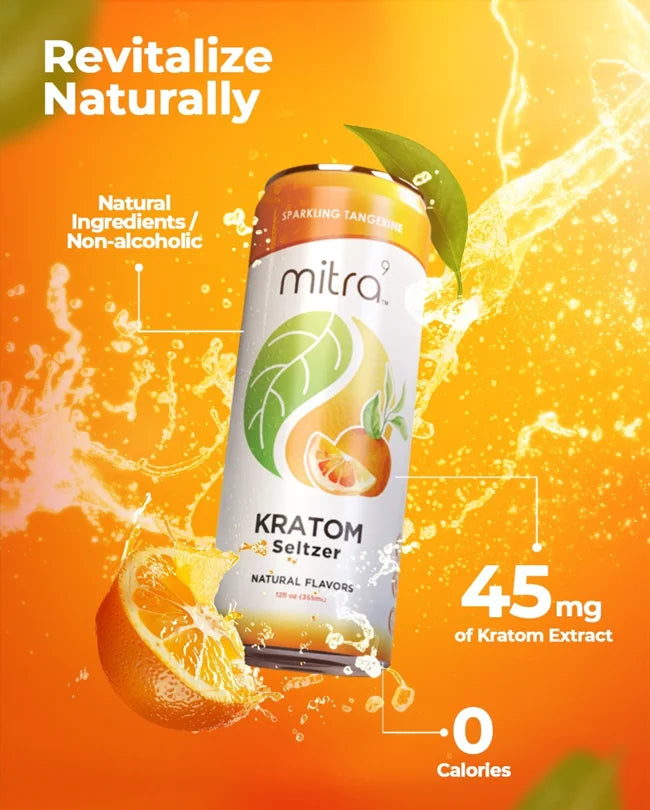 Mitra9 Tangerine Kratom Seltzer Can