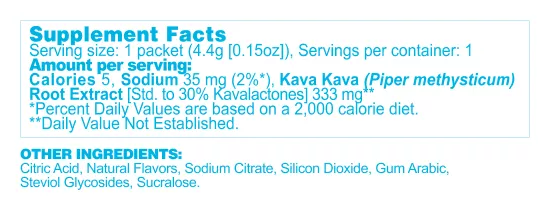 Island Punch Kava Drink Mix supplement facts panel