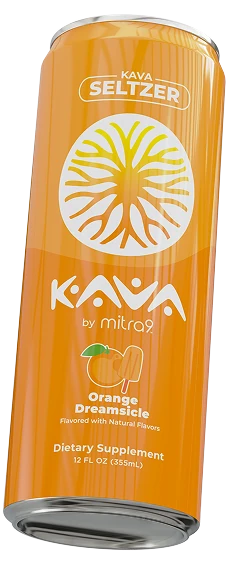 Orange Dreamsicle Kava Seltzer can - angled view