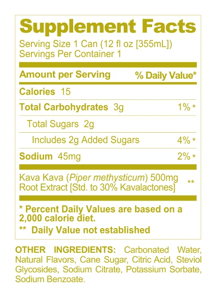 Kava Variety Pack supplement facts panel