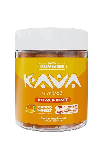 Mango Sunset Kava Gummies jar — front view