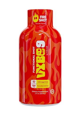 Fire Shot VYBE9 Kava + Mitragynine bottle — front view