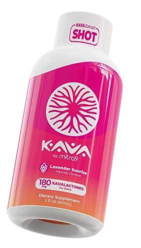 Lavender Sunrise Kava Shot bottle — angled view
