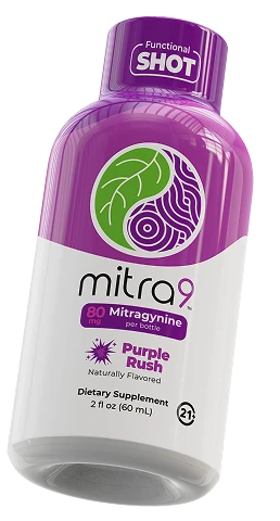 Purple Rush Mitragynine Shot bottle — angled view