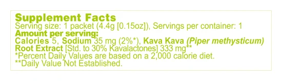 Lemonade Kava Drink Mix supplement facts panel