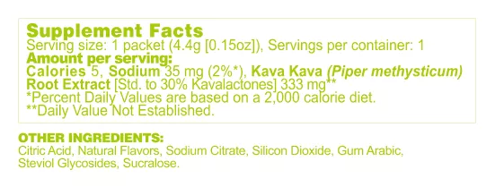 Lemonade Kava Drink Mix supplement facts panel