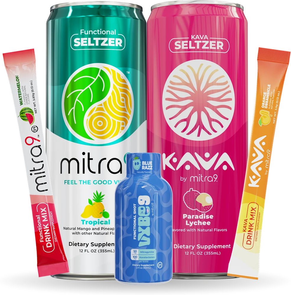 Mitra9 Wellness bundle: functional and Kava seltzers, drink mixes and shot