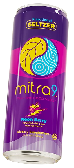 Neon Berry Mitragynine Seltzer can — angled side view