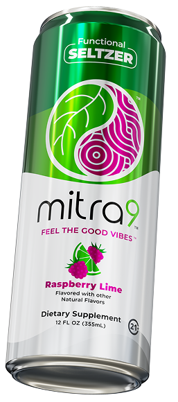 Raspberry Lime Mitragynine Seltzer can — angled side view