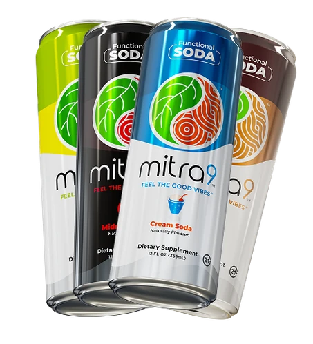 Mitragynine Functional Soda Variety Pack — angled flavor composite