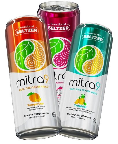 Mitragynine Functional Seltzer Variety Pack — angled flavor composite