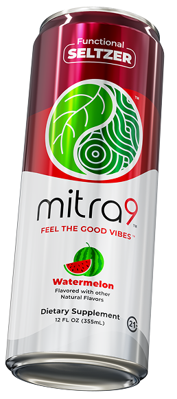 Watermelon Mitragynine Seltzer can — angled side view