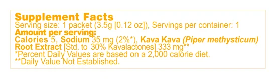 Orange Dreamsicle Kava Drink Mix supplement facts panel