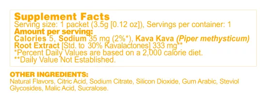 Orange Dreamsicle Kava Drink Mix supplement facts panel