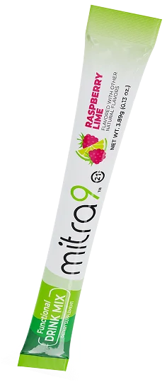 Raspberry Lime Mitragynine Drink Mix packet — angled view