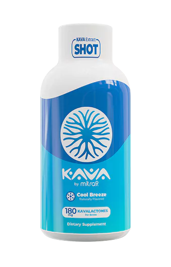 One Kava Extract Shot bottle with blue and white design