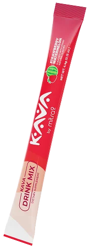 Strawberry Watermelon Kava Drink Mix packet — angled view