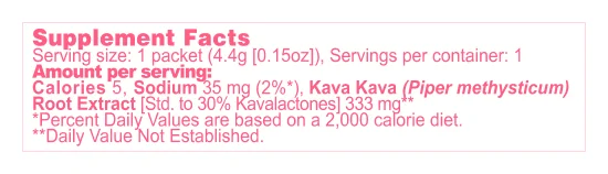 Kava Drink Mix Variety Pack supplement facts panel