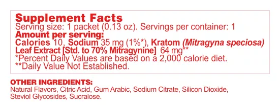 Watermelon Mitragynine Drink Mix supplement facts panel