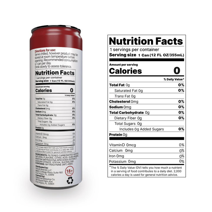 Mitra 9 Black Cherry Kratom Seltzer Nutrition Facts