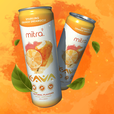 orange flavored kava drink cava in can